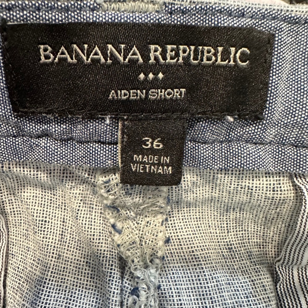 Banana Republic Aiden Short Men 36 Grey Heathered Linen Cotton Blend Casual FLAW - Picture 5 of 8